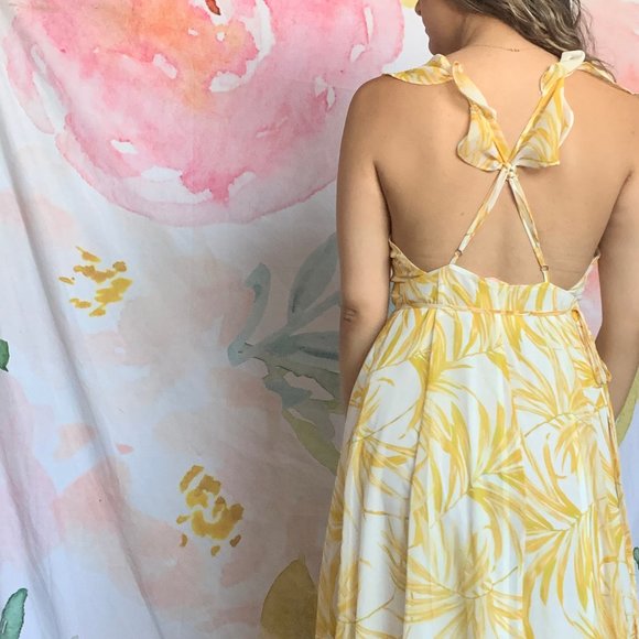 NWOT Mendocino Yellow Summer Maxi Wrap Dress - Picture 3 of 3